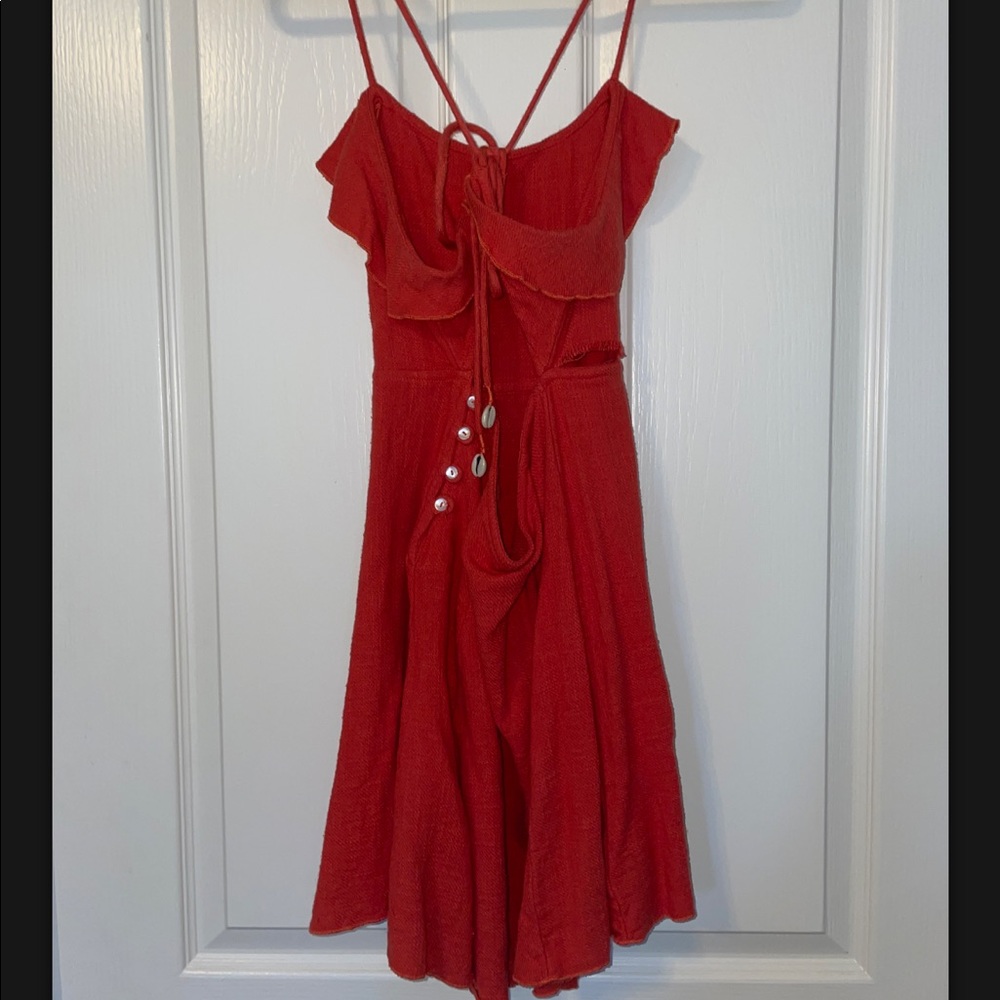 Vintage Free People Linen Orange Dress